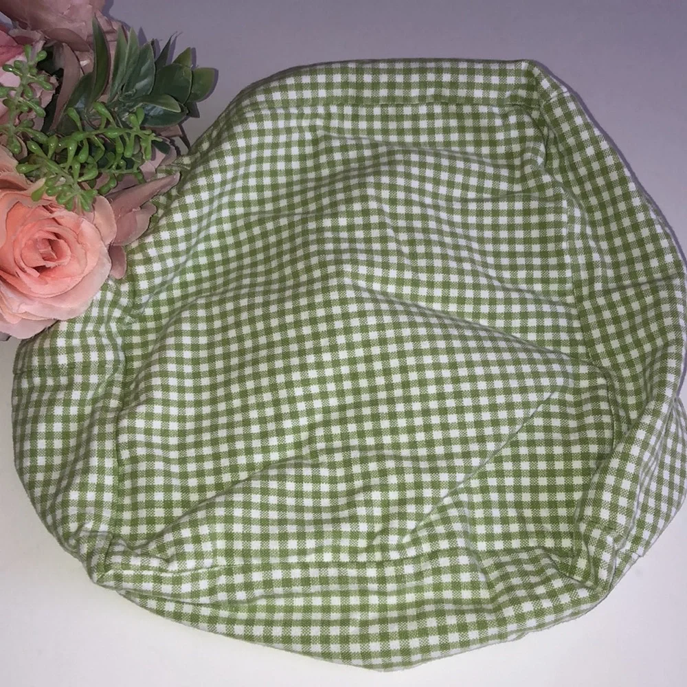 Pottery Barn Kids Sabrina Green and White Gingham Small Drawstring Sham